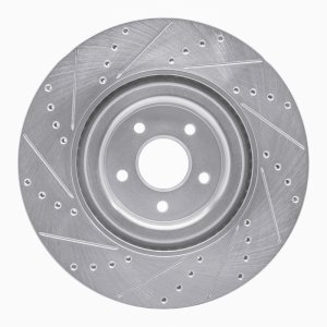 Ford Focus Brake Rotor (1) - Front Right - R1 Concepts - Drilled & Slotted - Silver - `16-`18